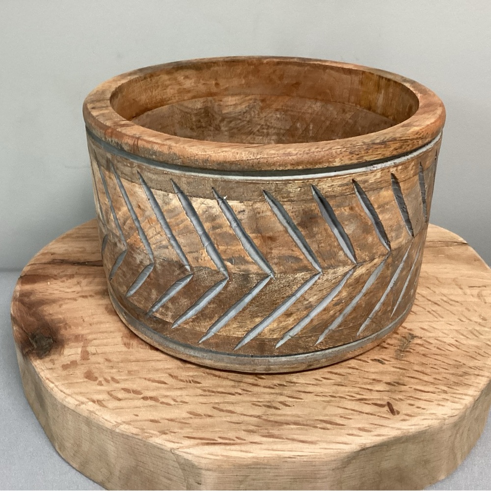 🟤 Hand Carved - Solid Wood Designed Bowl - Candle Holder - Beautiful